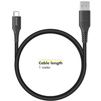 Accezz Caricatore da parete con cavo da USB-C a USB - Caricatore - 20 Watt - 1 metro - Nero