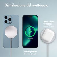 Accezz Caricabatterie Wireless USB-C - Caricatore Senza Fili MagSafe e Qi2 - 1 metro - Bianco