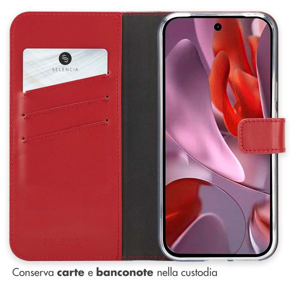 Selencia Cover a libro in vera pelle Google Pixel 9A - Rosso