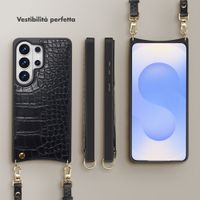 Selencia Cover per telefono Nova Croco con cordino e portacarte Samsung Galaxy S26 Ultra - Nero