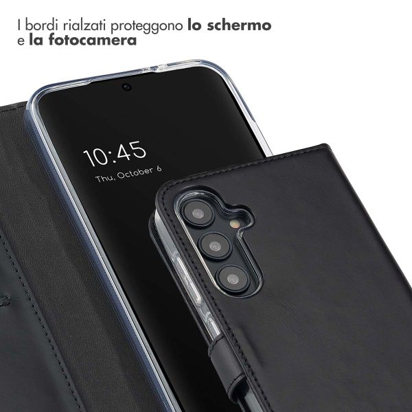 Selencia Cover a libro in vera pelle Samsung Galaxy S24 FE - Nero