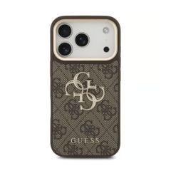 Guess Cover Posteriore con Logo 4G in Metallo Apple iPhone 18 Pro Max / 17 Pro Max - Marrone