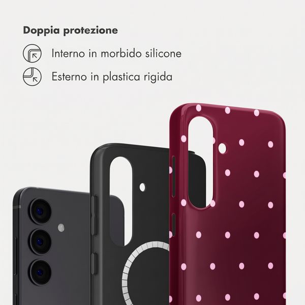 Selencia Cover posteriore Vivid con MagSafe Samsung Galaxy S24 - Happy Dots Burgundy
