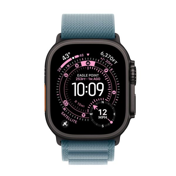 Apple Cinturino Alpine Loop Apple Watch | 44/45/46/49 mm - Taglia S - Light Blue / Black Titanium