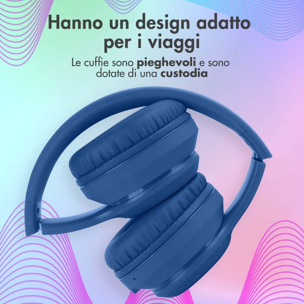 imoshion Cuffie wireless per bambini con LED Light - Limitatore di decibel - Con cavo AUX - Cobalt Blue