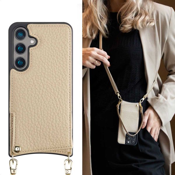 Selencia Cover per telefono Nova con cordino e portacarte Samsung Galaxy S24 - Beige