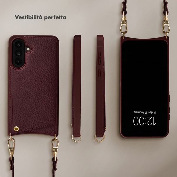Selencia Cover per telefono Nova con cordino e portacarte Samsung Galaxy A36 / A56 - Bold Burgundy