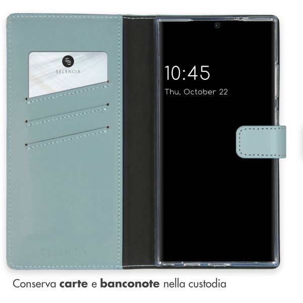 Selencia Cover a libro in vera pelle Samsung Galaxy S24 Ultra - Air Blue