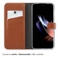 Selencia Cover a libro in vera pelle Samsung Galaxy A36 / A56 - Marrone chiaro