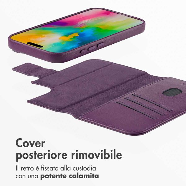 Accezz Cover in pelle 2 in 1 con MagSafe Apple iPhone 16 - Heath Purple