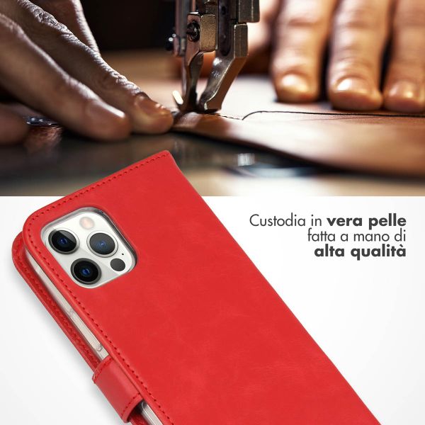 Selencia Cover a libro in vera pelle Apple iPhone 12 (Pro) - Rosso