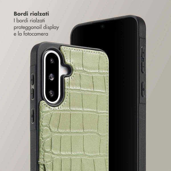Selencia Cover per telefono Nova Croco con cordino e portacarte Samsung Galaxy A36 / A56 - Sage Green