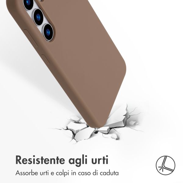 Accezz Cover in silicone liquido con MagSafe Samsung Galaxy S25 Plus - Marrone chiaro