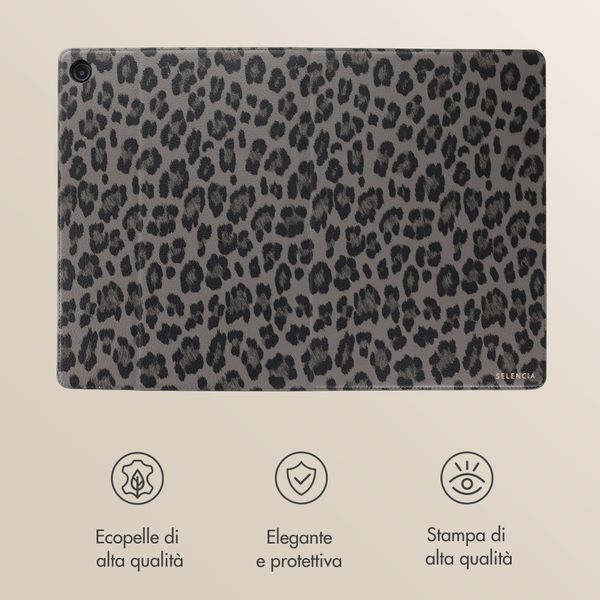 Selencia Libreria Sabi con stampa leopardata Samsung Galaxy Tab A11 Plus - Midnight Black