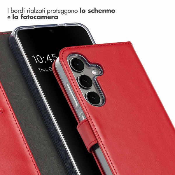 Selencia Cover a libro in vera pelle Samsung Galaxy S25 - Rosso