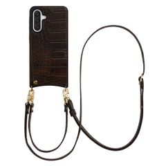 Selencia Cover per telefono Nova Croco con cordino e portacarte Samsung Galaxy A36 - Choco Brown