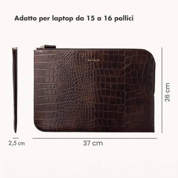 Selencia Cover per laptop Croco 15-16 pollici - Choco Brown