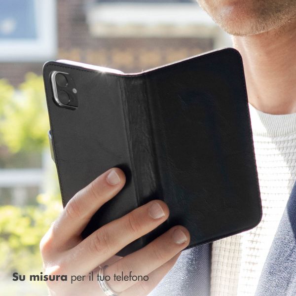 Selencia Cover a libro in vera pelle Apple iPhone 14 Pro - Nero