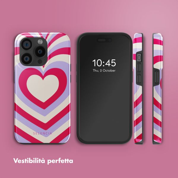 Selencia Cover posteriore Vivid con MagSafe Apple iPhone 15 Pro - Double Hearts Rubine Red Lilac