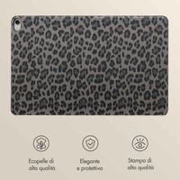 Selencia Libreria Sabi con stampa leopardata Apple iPad Air 11 pollici (2026) M4 / (2025) M3 / (2024) M2 / Air 5 (2022) / Air 4 (2020) - Midnight Black