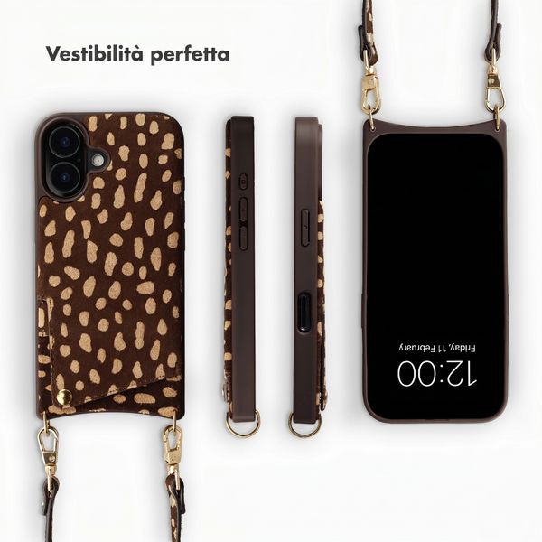 Selencia Nova cover posteriore in vera pelle con portacarte Apple iPhone 16 - Fawn Chic