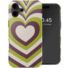 Selencia Cover posteriore Vivid con MagSafe Apple iPhone 16 - Double Hearts Plum Fern
