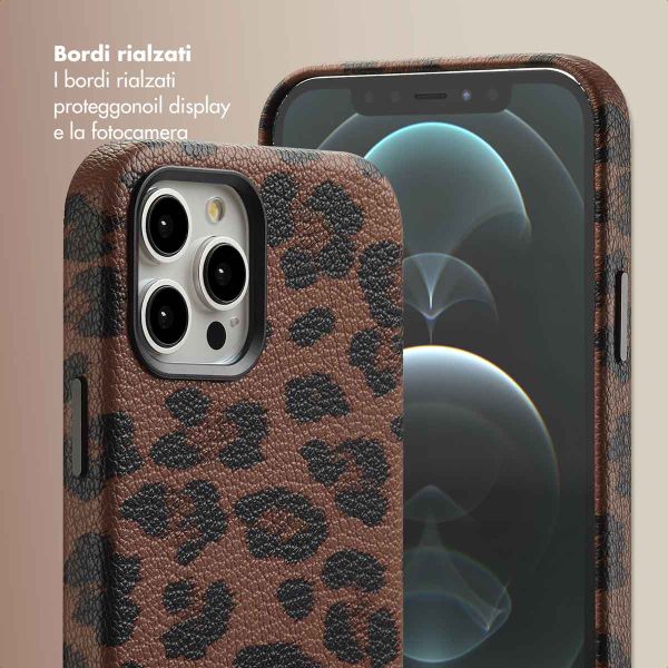 Selencia Cover Sabi Stampa pantera con MagSafe Apple iPhone 12 (Pro) - Mocha Brown