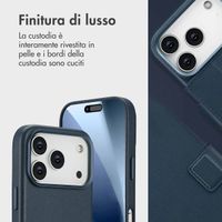 Accezz Cover in pelle 2 in 1 con MagSafe Apple iPhone 17 Pro - Nightfall Blue