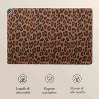 Selencia Libreria Sabi con stampa leopardata Apple iPad 9 (2021) 10.2 pollici / iPad 8 (2020) 10.2 pollici / iPad 7 (2019) 10.2 pollici - Mocha Brown