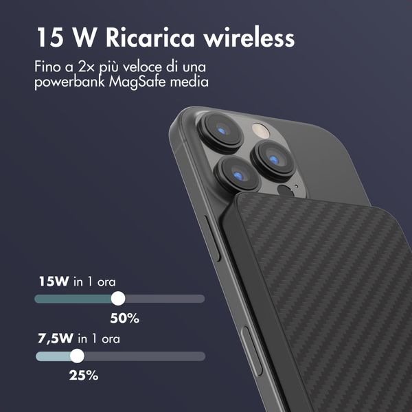 Accezz Kevlar Powerbank 5.000 mAh - MagSafe e Qi - Nero