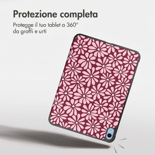 imoshion Cover Trifold Design Apple iPad 11 (2025) 11 pollici A16 / iPad 10 (2022) 10.9 pollici - Bloom Love Blush