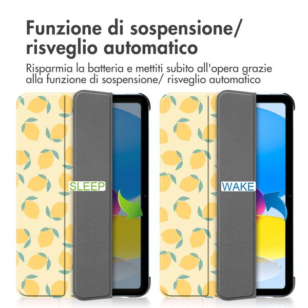 imoshion Cover Trifold Design Apple iPad 11 (2025) 11 pollici A16 / iPad 10 (2022) 10.9 pollici - Citrus Dream