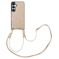 Selencia Cover per telefono Nova Croco con cordino e portacarte Samsung Galaxy S25 - Beige