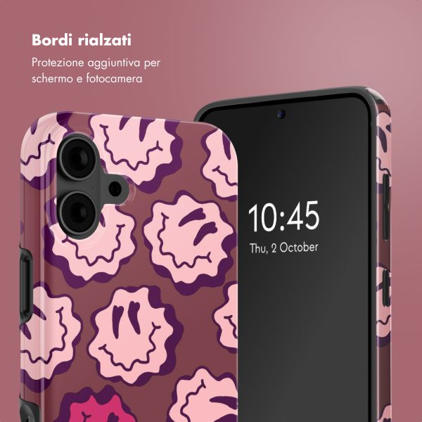 Selencia Cover posteriore Vivid con MagSafe Apple iPhone 16 - Wavy Smiley Pink