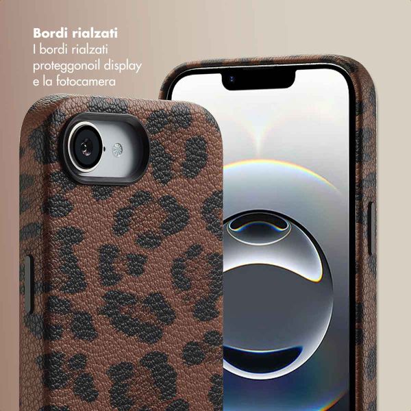 Selencia Cover Sabi Stampa pantera con MagSafe Apple iPhone 17e / 16e - Mocha Brown