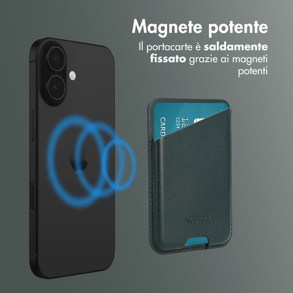 Accezz Portacarte in pelle magnetico - Compatibile con Apple Find My - Cedar Green