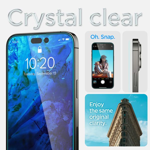 Spigen Vetro temperato GLAStR EZ Fit, confezione da 2 + Applicatore Apple iPhone 14 Pro Max