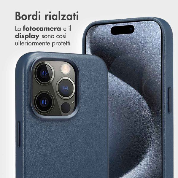 Accezz Cover in pelle 2 in 1 con MagSafe Apple iPhone 15 Pro - Nightfall Blue