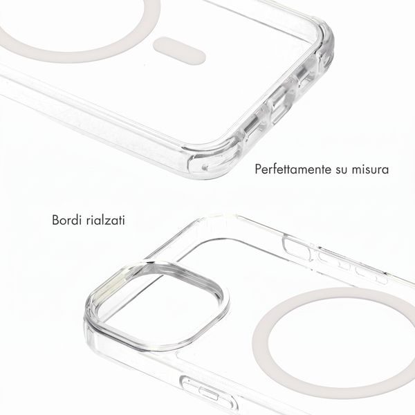 Selencia Cover posteriore Rivièra MagSafe con gancini rimovibili Apple iPhone 15 - Trasparente