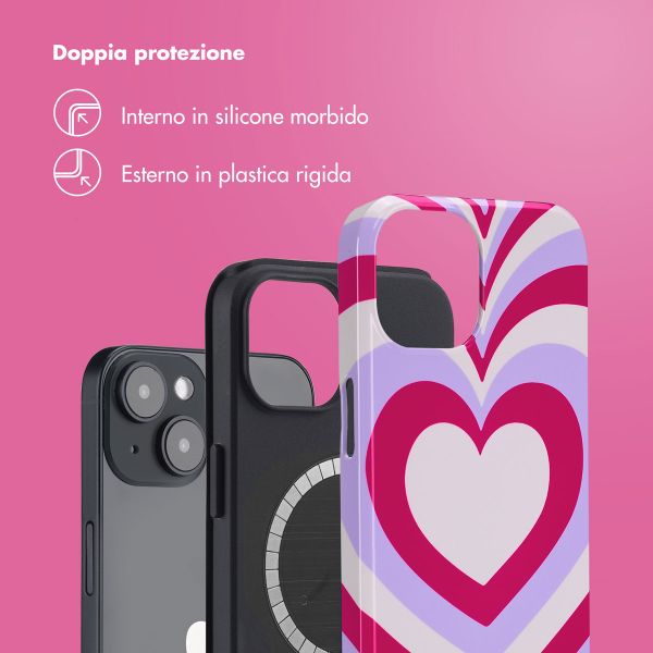 Selencia Cover posteriore Vivid con MagSafe Apple iPhone 14 - Double Hearts Rubine Red Lilac