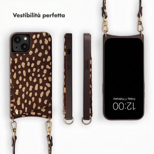 Selencia Nova cover posteriore in vera pelle con portacarte Apple iPhone 14 / 13 - Fawn Chic