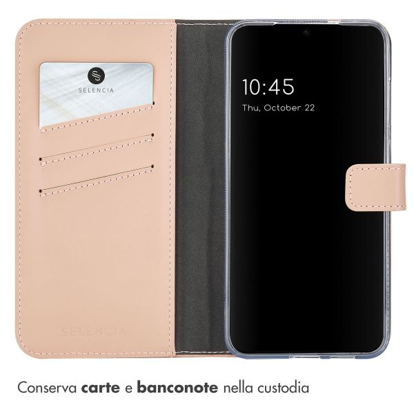 Selencia Cover a libro in vera pelle Samsung Galaxy S25 - Dusty Pink