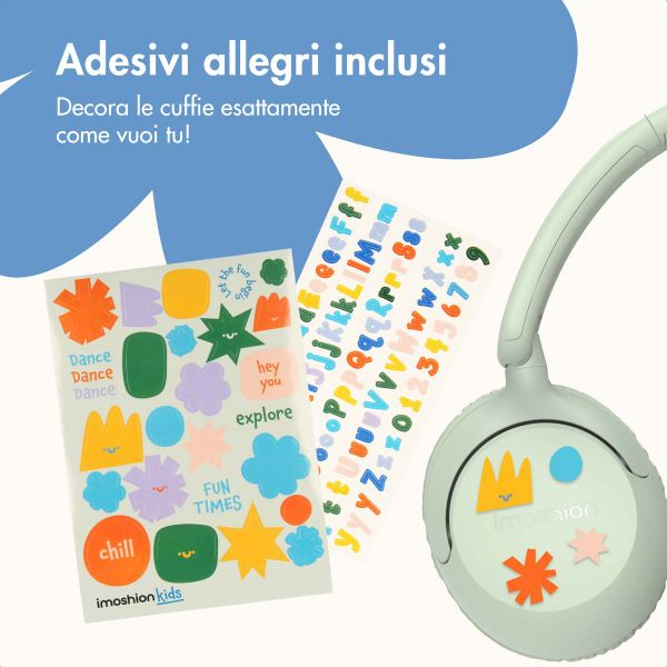 imoshion Cuffie per bambini con filo - cavo AUX - limitatore di decibel - Mint Green