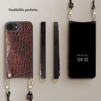 Selencia Cover per telefono Nova Croco con cordino e portacarte Apple iPhone 17e / 16e - Burgundy
