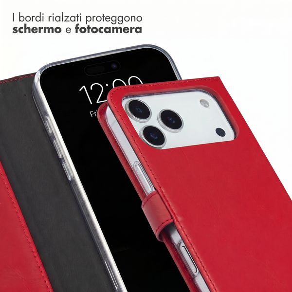 Selencia Cover a libro in vera pelle Apple iPhone 18 Pro / 17 Pro - Rosso