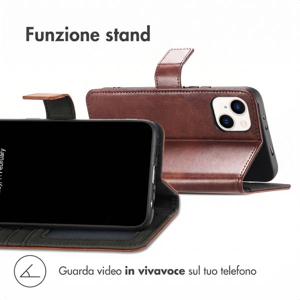 imoshion Cover a libro di Lusso Apple iPhone 14 / 13 - Marrone scuro