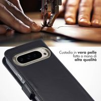 Selencia Cover a libro in vera pelle Google Pixel 9 / 9 Pro - Nero