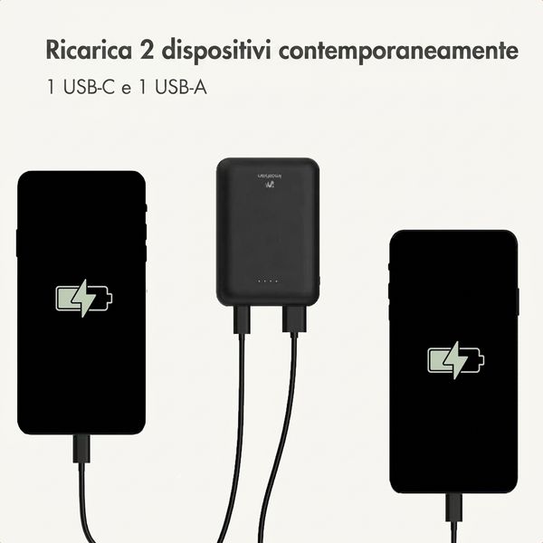 imoshion Powerbank compatta da 10.000 mAh – Powerbank piccola – Quick Charge e Power Delivery – Nero