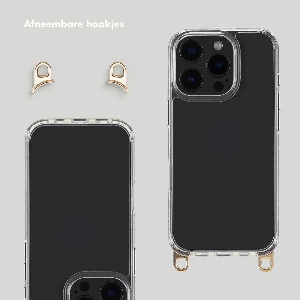 Selencia Cover trasparente con ganci rimovibili + cinturino da polso con pietre naturali Apple iPhone 16 Pro Max - Earth Tones