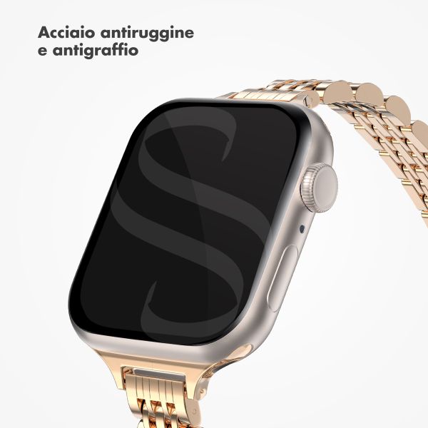 Selencia Cinturino sottile in acciaio ispirato a Jubilee Apple Watch | 38/40/41/42 mm - Oro rosa